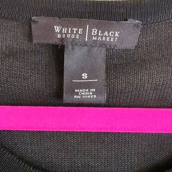 White House Black Market Black Cardigan with Chiffon Ruffle Size Small - Picture 3 of 6